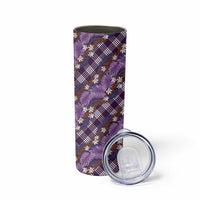 Polynesian Monstera Tiare Floral Skinny Tumbler Lavender Tropical Plaid LT01 - Polynesian Pride