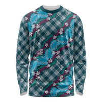 Polynesian Monstera Tiare Floral Long Sleeve Shirt Dark Teal Tropical Plaid LT01 Unisex Teal - Polynesian Pride