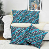 Polynesian Monstera Tiare Floral Pillow Cover Dark Teal Tropical Plaid LT01 - Polynesian Pride