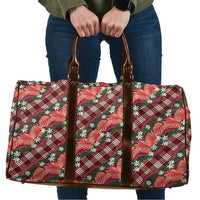 Polynesian Monstera Tiare Floral Travel Bag Burgundy Tropical Plaid LT01 Red - Polynesian Pride