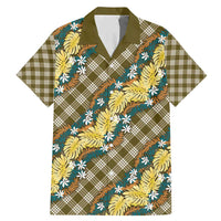 Polynesian Monstera Tiare Floral Family Matching Mermaid Dress and Hawaiian Shirt Yellow Tropical Plaid LT01 Dad's Shirt - Short Sleeve Yellow - Polynesian Pride