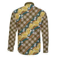 Polynesian Monstera Tiare Floral Family Matching Off The Shoulder Long Sleeve Dress and Hawaiian Shirt Yellow Tropical Plaid LT01 - Polynesian Pride