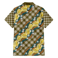 Polynesian Monstera Tiare Floral Family Matching Summer Maxi Dress and Hawaiian Shirt Yellow Tropical Plaid LT01 - Polynesian Pride