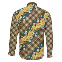 Polynesian Monstera Tiare Floral Family Matching Summer Maxi Dress and Hawaiian Shirt Yellow Tropical Plaid LT01 - Polynesian Pride