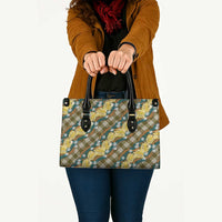 Polynesian Monstera Tiare Floral Leather Bag Yellow Tropical Plaid - Polynesian Pride