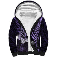 Polynesian Women Day 2024 Sherpa Hoodie Hibiscus Girl Tribal LT01 Unisex Purple - Polynesian Pride