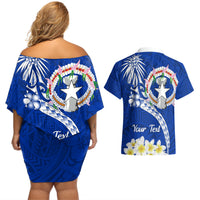 Northern Mariana Islands Commonwealth Day 2024 Couples Matching Off Shoulder Short Dress and Hawaiian Shirt Dolphin With Plumeria Flower LT01 - Polynesian Pride