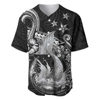 Hawaii Mermaid Monotone Baseball Jersey Polynesian Pattern Fish Hook