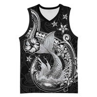 Hawaii Mermaid Monotone Basketball Jersey Polynesian Pattern Fish Hook