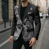 Hawaii Mermaid Monotone Blazer Polynesian Pattern Fish Hook