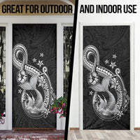 Hawaii Mermaid Monotone Door Cover Polynesian Pattern Fish Hook