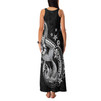 Hawaii Mermaid Monotone Family Matching Tank Maxi Dress and Hawaiian Shirt Polynesian Pattern Fish Hook