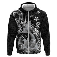 Hawaii Mermaid Monotone Hoodie Polynesian Pattern Fish Hook
