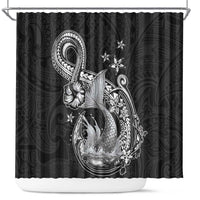 Hawaii Mermaid Monotone Shower Curtain Polynesian Pattern Fish Hook