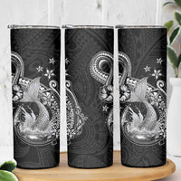 Hawaii Mermaid Monotone Skinny Tumbler Polynesian Pattern Fish Hook