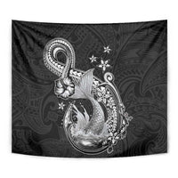 Hawaii Mermaid Monotone Tapestry Polynesian Pattern Fish Hook