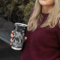 Hawaii Mermaid Monotone Tumbler Cup Polynesian Pattern Fish Hook