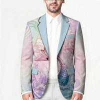 Hawaii Mermaid Sweet Pastel Blazer Polynesian Pattern Fish Hook