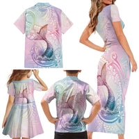 Hawaii Mermaid Sweet Pastel Family Matching Short Sleeve Bodycon Dress and Hawaiian Shirt Polynesian Pattern Fish Hook LT01 - Polynesian Pride