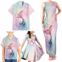 Hawaii Mermaid Sweet Pastel Family Matching Tank Maxi Dress and Hawaiian Shirt Polynesian Pattern Fish Hook