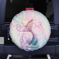 Hawaii Mermaid Sweet Pastel Spare Tire Cover Polynesian Pattern Fish Hook