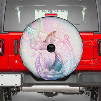 Hawaii Mermaid Sweet Pastel Spare Tire Cover Polynesian Pattern Fish Hook