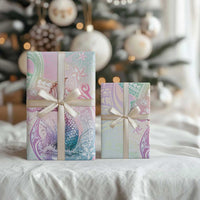 Hawaii Mermaid Sweet Pastel Wrapping Paper Polynesian Pattern Fish Hook