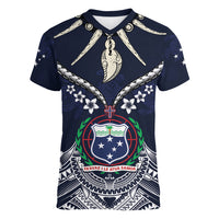 Samoa Independence Day Women V-Neck T-Shirt Ula Nifo Mix Turtle