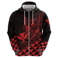 Personalized King Kamehameha Day Zip Hoodie Kakau Polynesian Pattern
