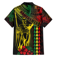 King Kamehameha Day Family Matching Off Shoulder Short Dress and Hawaiian Shirt Hawaii Kakau Reggae