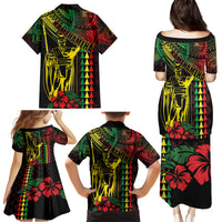 King Kamehameha Day Family Matching Puletasi and Hawaiian Shirt Hawaii Kakau Reggae LT01 - Polynesian Pride