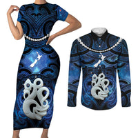 Personalized Maori Matariki Manaia Couples Matching Short Sleeve Bodycon Dress and Long Sleeve Button Shirt Maori Kowhaiwhai Pattern Galaxy