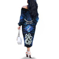 Personalized Maori Matariki Manaia Family Matching Off The Shoulder Long Sleeve Dress and Hawaiian Shirt Maori Kowhaiwhai Pattern Galaxy LT01 - Polynesian Pride