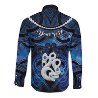 Personalized Maori Matariki Manaia Long Sleeve Button Shirt Maori Kowhaiwhai Pattern Galaxy