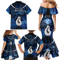 Personalized Maori Matariki Hei Matau Family Matching Mermaid Dress and Hawaiian Shirt Maori Kowhaiwhai Pattern Galaxy LT01 - Polynesian Pride