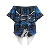 Personalized Maori Matariki Hei Matau Off Shoulder Wrap Waist Top Maori Kowhaiwhai Pattern Galaxy LT01 - Polynesian Pride