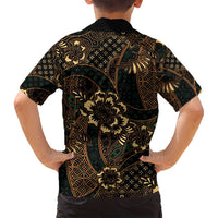 Indonesian Batik Pattern Vintage Brown Family Matching Off Shoulder Maxi Dress and Hawaiian Shirt