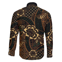 Indonesian Batik Pattern Vintage Brown Family Matching Off Shoulder Maxi Dress and Hawaiian Shirt