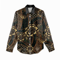 Indonesian Batik Pattern Vintage Brown Women Casual Shirt