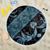 Indonesia Batik Pattern Beach Blanket Blue Version