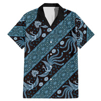 Indonesia Batik Pattern Family Matching Mermaid Dress and Hawaiian Shirt Blue Version