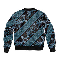 Indonesia Batik Pattern Sleeve Zip Bomber Jacket Blue Version LT01 - Polynesian Pride