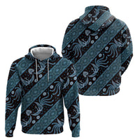 Indonesia Batik Pattern Zip Hoodie Blue Version