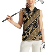 Indonesia Batik Pattern Women Sleeveless Polo Shirt Gold Version