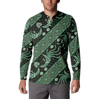 Indonesia Batik Pattern Button Sweatshirt Green Version