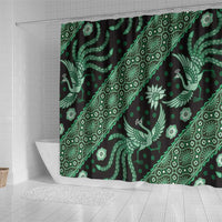 Indonesia Batik Pattern Shower Curtain Green Version