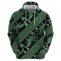 Indonesia Batik Pattern Zip Hoodie Green Version