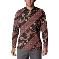 Indonesia Batik Pattern Button Sweatshirt Red Version