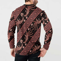 Indonesia Batik Pattern Button Sweatshirt Red Version