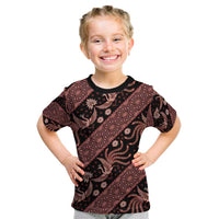 Indonesia Batik Pattern Kid T Shirt Red Version